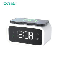 [COD]ORIA นาฬิกาปลุกชาร์จไร้สายนาฬิกาไฟกลางคืนแบบชาร์จไฟได้พร้อมจอแสดงผล LED ดิจิตอลขนาดใหญ่ฟังก์ชั่นเลื่อนปลุกหรี่แสงได้แสงเย็นและแสงอุ่นสำหรับตกแต่งห้องนอนในบ้านสำนักงาน