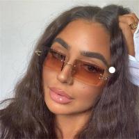 Rimless Rectangle Womens Sunglasses 2020 Luxury nd Brown Tinted Lens Sun Glasses Fashion Square Shades Gradient Eyewear