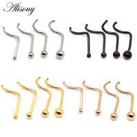 Alisouy 1PC ขนาดเล็กห่วงใส่จมูกห่วงเจาะจมูก1.5Mm 20G สแตนเลสสแตนเลสสีดำ/ทองคำสีกุหลาบ/เงิน