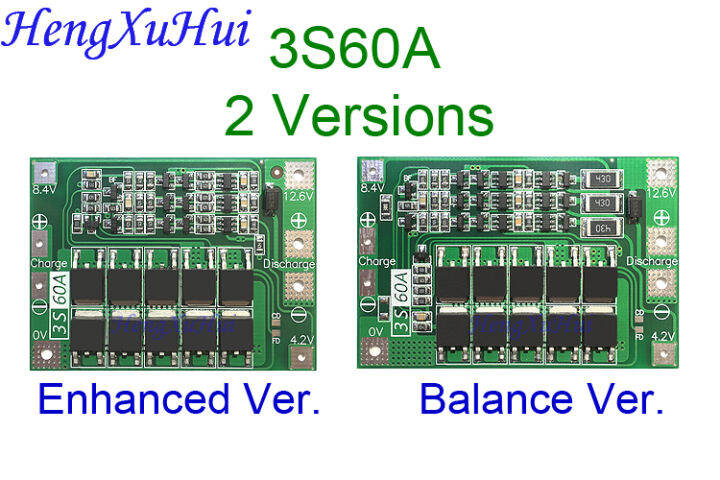 5pcslot-11-1v-12-6v-3s60a-li-ion-battery-charger-protection-board-18650-bms-drive-drill-motor