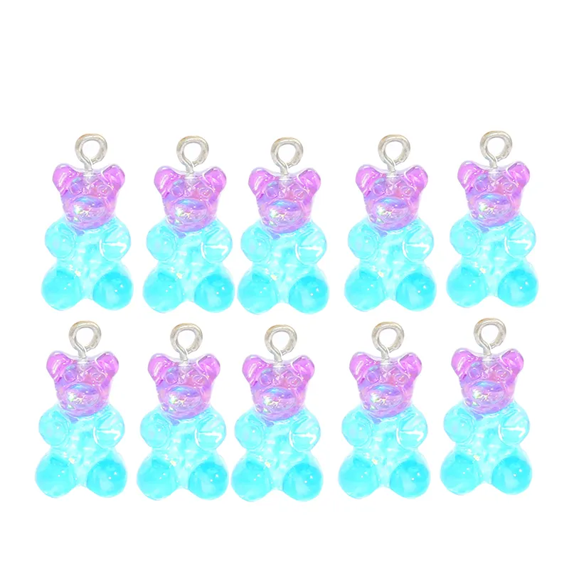 10pcs Fashion Cute Resin Gummy Bear Pendant Charms for Woman Girls