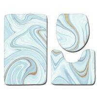 【cw】 3-piece Set Marble Printing Non-slip Door Cushion Toilet Cover Accessories Wc ！