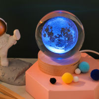 Crystal ball Night Light Crystal Astronaut Planet Globe 3D Engraved Solar System Ball with Touch Switch LED Light