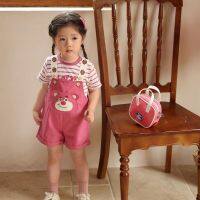 CUI YI SHOP 2023 New Childrens Fashionable and Baby Short-Sleeved Bib Pants Two-piece Set