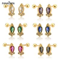 [Han ornaments] PANAOBEN 925ต่างหูเงินสำหรับผู้หญิง2021สายรุ้ง Ovals ต่างหูสตั๊ดเจาะคลิปที่มีสีสันเล็กๆเครื่องประดับ Fine ของขวัญ