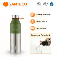 Santeco ขวด 12oz/17oz ขวดน้ํา, ฉนวนสูญญากาศ, สแตนเลส, เก็บร้อนและเย็น, สําหรับใช้กีฬากลางแจ้ง (350ml/500ml)