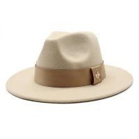 Classic Fedora Hat Womens Ribbon Big Brim Hat Autumn And Winter Woolen Flat Brim Top Hat For Men Women Woolen Panama Jazz Hat