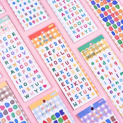 2 Sheets PVC Waterproof Candy Colors Adhesive Alphabet Number Stickers for Arts Crafts Scrapbooking Decoration Supplies Stickers Labels