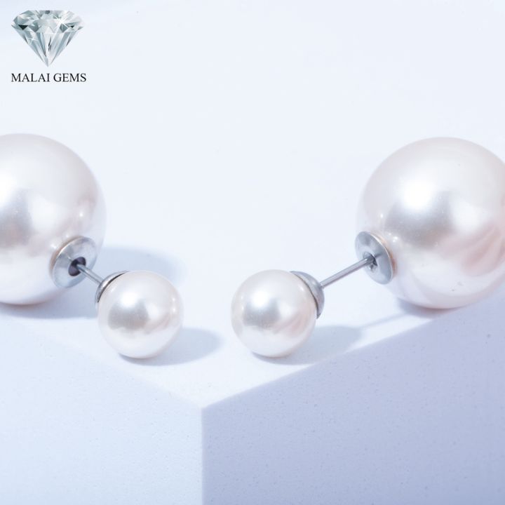 malai-gems-ต่างหูมุก-เงินแท้-silver-925-เพชรสวิส-cz-เคลือบทองคำขาว-รุ่น-51000513-แถมกล่อง-ต่างหูเพชร-ต่างหูเงินแท้