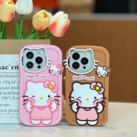 เคสโทรศัพท์มือถือ Sanrio Hello Kitty 3D ลายการ์ตูนน่ารักสำหรับ iPhone 14 Pro Max เคสนิ่มกันกระแทกฝาหลังโทรศัพท์สำหรับ iPhone 13 Pro Max โทรศัพท์ Hello Kitty เคสสำหรับ Apple 12 11 Hello Kitty เคสห่อหุ้ม