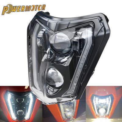 Lampu Depan LED Sepeda มอเตอร์,Supermoto Untuk KTM EXC XCF SX SMR 250 300 450 Lampu Kepala Sumbu Sakori Motocross Peda Motor Trail