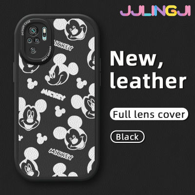 Jlingji เคสสำหรับ Xiaomi Poco M3 Pro 4G Poco M3 Pro 5G Redmi Note 10 4G Note 10S Note 10 5G Note 10T Pro กระแสแฟชั่นลายมิกกี้เมาส์ใหม่หนังดีไซน์ใหม่โทรศัพท์ดีไซน์ข้างเคสกันกระแทกแบบบางสำหรับกล้อง Lensa Kontak