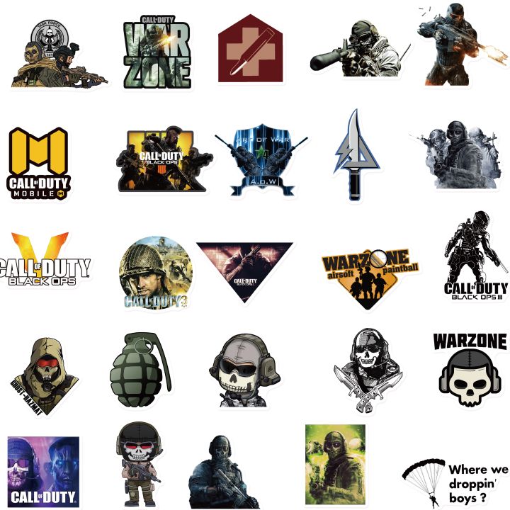 10-50pcs-call-of-duty-game-stickers-waterproof-for-notebook-luggage-skateboard-bicycle-phone-suitcase-laptop-sticker-stickers-labels