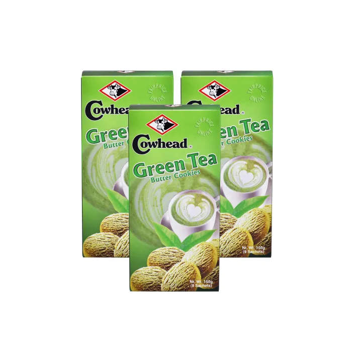 COWHEAD Green Tea Butter Cookies 3box (150g per box) Lazada PH