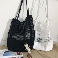 Mesh Hollow Out Tote Bag Women New Trendy Womens Handbag Sandy Beach Shoulder Bag Large Capacity Canvas Shoping Girl Tote sac