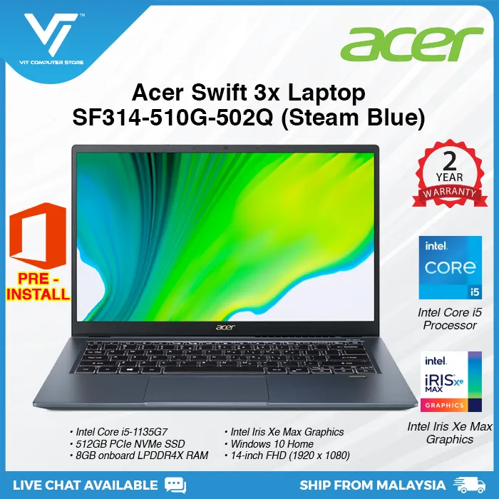 Acer Swift 3x Sf314 510g 502q 761j Laptop Intel Core I5 1135g7 I7