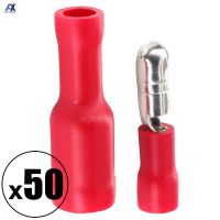 100 Red Bullet Connector Insulated Crimp Terminals Female And Male For Electric Audio Wiring Cable Conduit Terminal Connectors