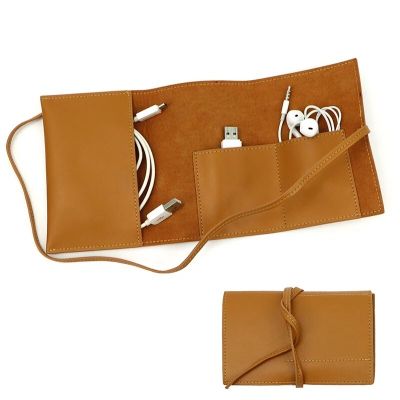 Leather Organizer Bag Toll Bag Travel Cable Storage Roll Electronics Accessories Organiser Leather Jewelry Roll -Up