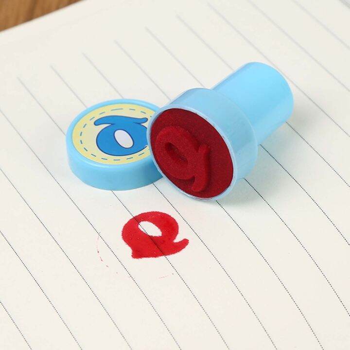 26-pcs-alphabets-letters-round-stamp-seal-children-gifts-toys-self-inking-scrapbooking-plate-ink-pads-stamper