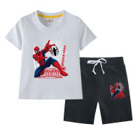 Spidermans เสื้อยืดแขนสั้นสำหรับเด็กเด็กผู้ชายเด็กผู้หญิง,2ชิ้นผ้าบางลำลองฤดูร้อนใหม่