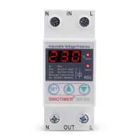 SINOTIMER 230V 50/60Hz Din Rail Adjustable Automatic Recovery over and Under Voltage Protector Plastic Voltage Protect Relay