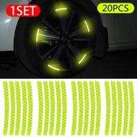 ⊙∋❇ 5Color 20Pc Car Wheel Hub Sticker High Reflective Stripe Tape for Motorcycle Car Night Driving Safety Luminous Universal Sticker