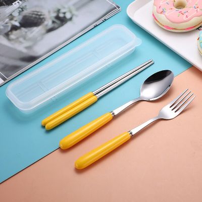 Portable Cutlery Set Stainless Steel Camping Travel Tableware Chopsticks Spoon Fork Dinnerware with Box Household Utensils Flatware SetsTH