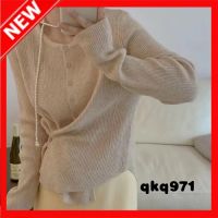 qkq971 Sweaters For Women R Solid Color Design, Two Buttons, Soft Waxy Sweater, Knitted Cardigan Jacket, Inside.