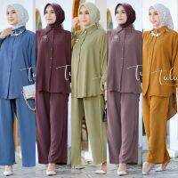 ✽ Tulus Signature Samara Set One Women Jumbo Crinkle Airflow Premium Motif Polos / Muslim กางเกงขายาวลําลอง สําหรับสตรีชาวมุสลิม LD 140 ปุ่มเต็ม / Long Tunic Suits