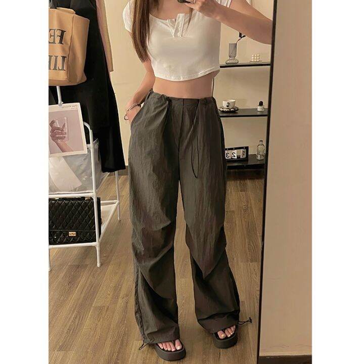 กางเกงขายาวลําลอง-ขากว้าง-เอวสูง-ทรงหลวม-แฟชั่นฤดูร้อน-สําหรับสตรี