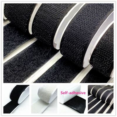 A Pair 1 meter 16mm-50mm Black White Self-Adhesive Fastener Tape Hook and Loop  Sewing Accessories