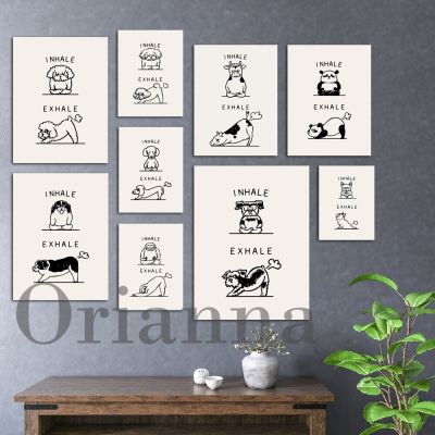 Premium Animal Breathing Art Poster-นำเสนอ Panda, Pug, Sloth, Cat, Pig, Shiba Inu, Bulldog, Corgi, Dachshund, Elephant-เหมาะสำหรับตกแต่งบ้าน Wall Art