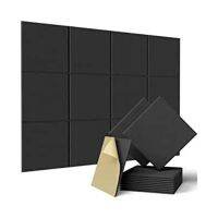 12 Pack of Square Acoustic Panels 12x12x0.4Inch High Density Acoustic Panels Sound Proof Foam Panels Soundproof Insulated Beveled Edges,Black