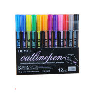 Double Line Outline Pens, 2 Colors Self-Outline Metallic Markers Glitter Writing Drawing Doodle Dazzle Pen for Birthday Greeting