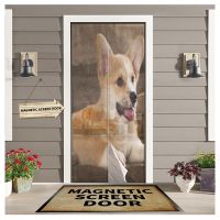 【LZ】 Animal Puppy Corgi Magnetic Door Window Screen Summer Anti Mosquito Insect Kitchen Bedroom Door Curtains