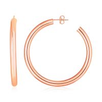 ต่างหูห่วงทองคำแท้ 14k สีโรสโกล 14k Rose Gold Polished Hoop Earrings (พรีออเดอร์ pre-order ทัก chat ก่อนสั่ง)