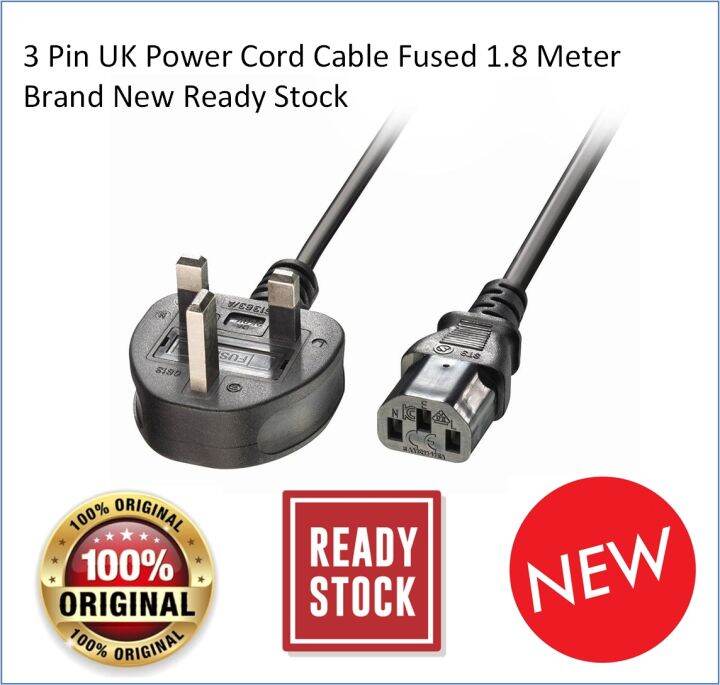 Malaysia Power Cord 3 Pin Fuse 1.8 Meter for PC Desktop TV Monitor