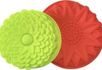 【hot】 2 Pack Silicone Bread Flan Tart Molds Large Round Chrysanthemum Non-Stick Baking Tray ！