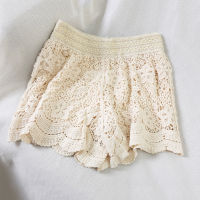 Women Elegant Lace Crochet Short Summer Sexy Hollow Out Cotton Sexy Shorts White Black Nude short