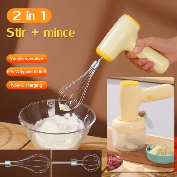 Portable Hand Mixer USB Rechargeable, Electric Whisk Cordless Handheld Mixer for Egg Beater, Baking & Cooking, Size: 1XL
