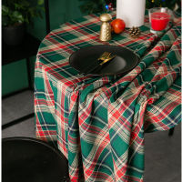 New Year Christmas Paild Tablecloth Party Decorations Coffee Table for Living Room Cotton Linen Table Cover Mat Manes De Mesa