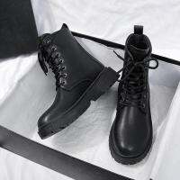 ZAZA Martin Boots สำหรับผู้หญิงหนังสีดำรองเท้าสั้นแพลตฟอร์ม Soled Lace-Up ฤดูใบไม้ผลิและฤดูใบไม้ร่วงรองเท้า2022 New