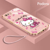 เคส OPPO Realme A1K C2เรียบง่ายสุดหรูชุบทองเคสโทรศัพท์ Hello Kitty เคสซิลิโคนแบบ TPU นิ่ม