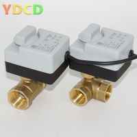 DN15 DN20 AC220V DN40วาล์วแบบแมนนวลวาล์วแอคชูเอเตอร์แบบสามสายสองทางสามทางเกลียวด้านในสามทาง3ทาง