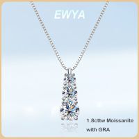 EWYA Trendy 925 Sterling Silver Real 1.8cttw Moissanite Pendant Necklace for Women Anniversary Diamond Necklaces Fine Jewelry Fashion Chain Necklaces