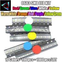 【✱2023 HOT✱】 gai7077036036 10valuesx100pcs = 1000ชิ้น0603 Smd สว่างพิเศษสีแดง/เขียว/น้ำเงิน/ขาว/เหลือง/อบอุ่นขาว/ส้ม/ชมพู/ม่วง/เหลือง