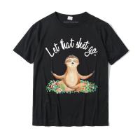 Womens Let That  Go Meditating Yoga Sloth Graphic Funny Round Neck T Shirt Retro Men T Shirts Cotton Tops Shirts Classic XS-6XL