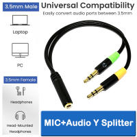 Headphone Audio Splitter Cable Female to 2 Male 3.5mm Jack Splitter Adapter With Microphone Aux Cable For Laptop PC