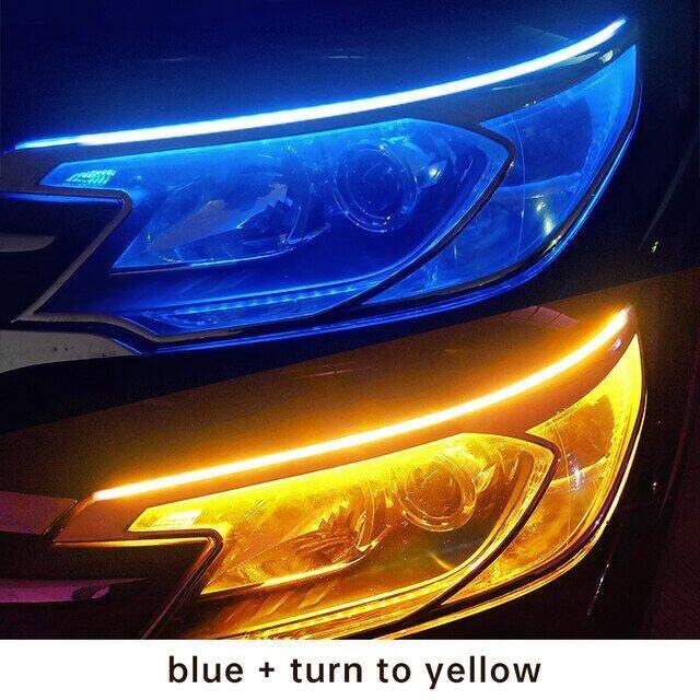 2ชิ้นไฟ-led-lampu-jalan-drl-ไฟเดย์ไลท์แบบยืดหยุ่น30ซม-สีขาวไฟหน้ารถยนต์ตัวบ่งชี้ทิศทางไฟเบรกสีเหลืองกันน้ำ