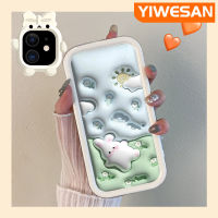 YIWESAN เคสสำหรับ iPhone 11 11 Pro 11 Pro Max เคสการ์ตูนกล้องสัตว์ประหลาดน้อยสีสันสดใสลายกระต่ายดอกไม้3D นิ่มสำหรับเลนส์กันกระแทกแบบใสเคสมือถือง่ายฝาครอบป้องกันซิลิโคนความคิดสร้างสรรค์โปร่งใส